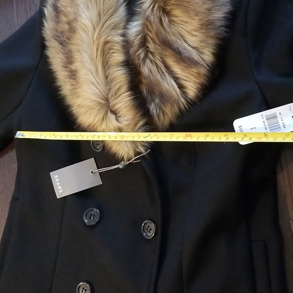 NWT Sears classic peacoat w faux fur collar - Picture 8 of 10